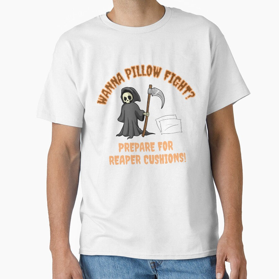 Halloween Pillow Fight Reaper Cushions by AlpacaSmokes Unisex T-shirt, Sweatshirt, Hoodie, Long Sleeve Tee - T-Shirt, Sweatshirt, Hoodie