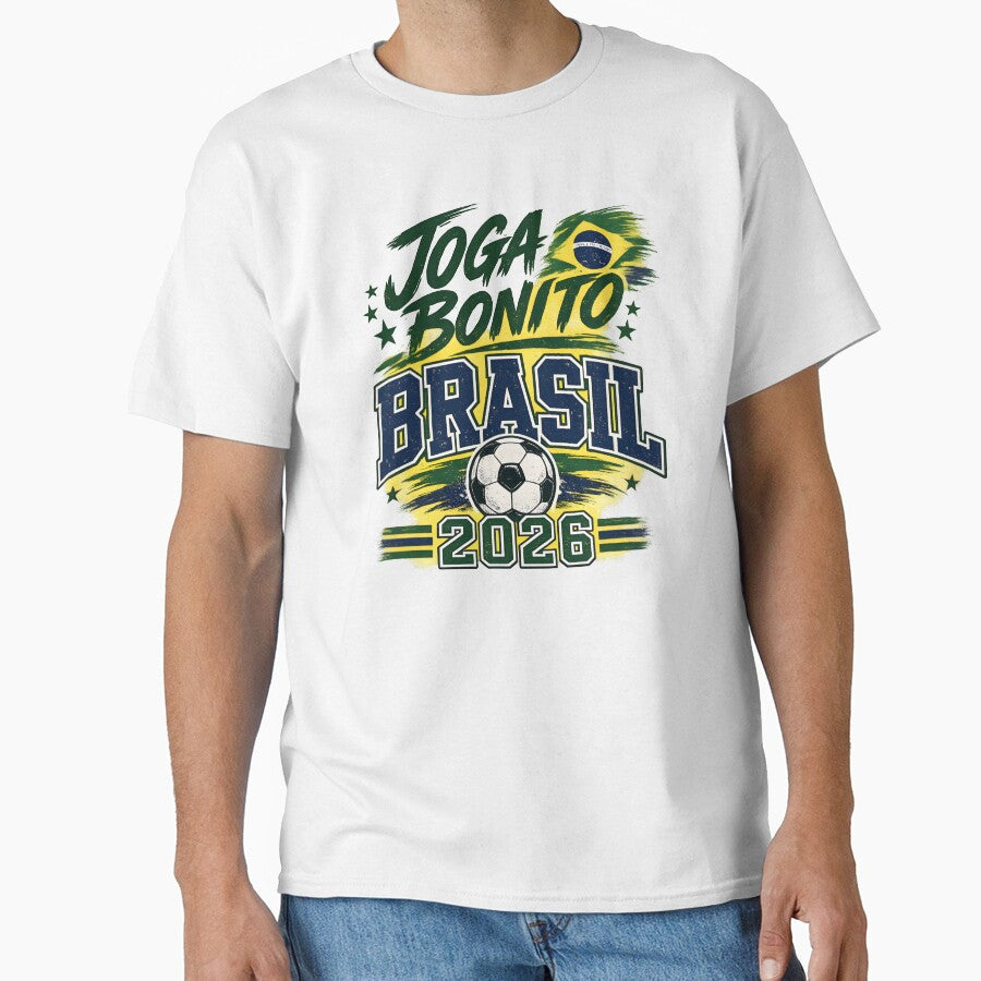 Brasil 2026 Joga Bonito Shirt Yellow Brazil Soccer Jersey Style Futebol Fan Design by Martin's_Design - T-Shirt, Sweatshirt, Hoodie