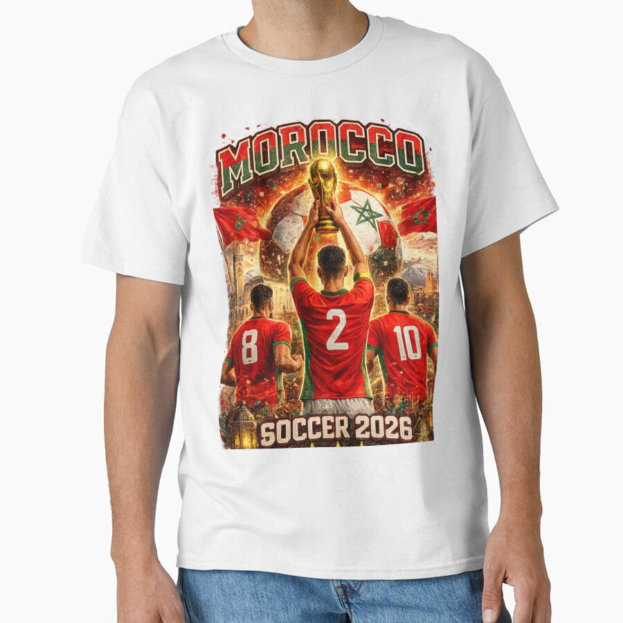 Morocco Soccer 2026 Shirt  Moroccan Football Fan Gift by UrbanPrintVibes Unisex T-shirt, Sweatshirt, Hoodie, Long Sleeve Tee - T-Shirt, Sweatshirt, Hoodie