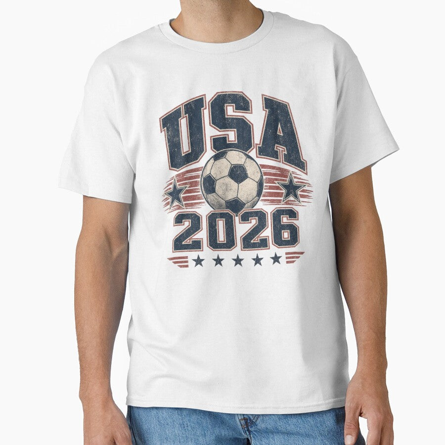 USA Soccer 2026 Vintage Retro Graphic by ChaosThreadsCo Unisex T-shirt, Sweatshirt, Hoodie, Long Sleeve Tee - T-Shirt, Sweatshirt, Hoodie