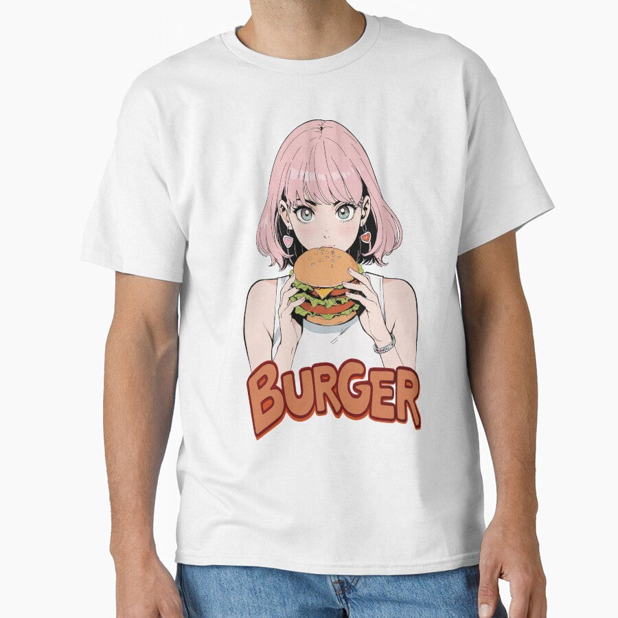 Cute girl eating a hamburger by JonelleTshirts Unisex T-shirt, Sweatshirt, Hoodie, Long Sleeve Tee - T-Shirt, Sweatshirt, Hoodie
