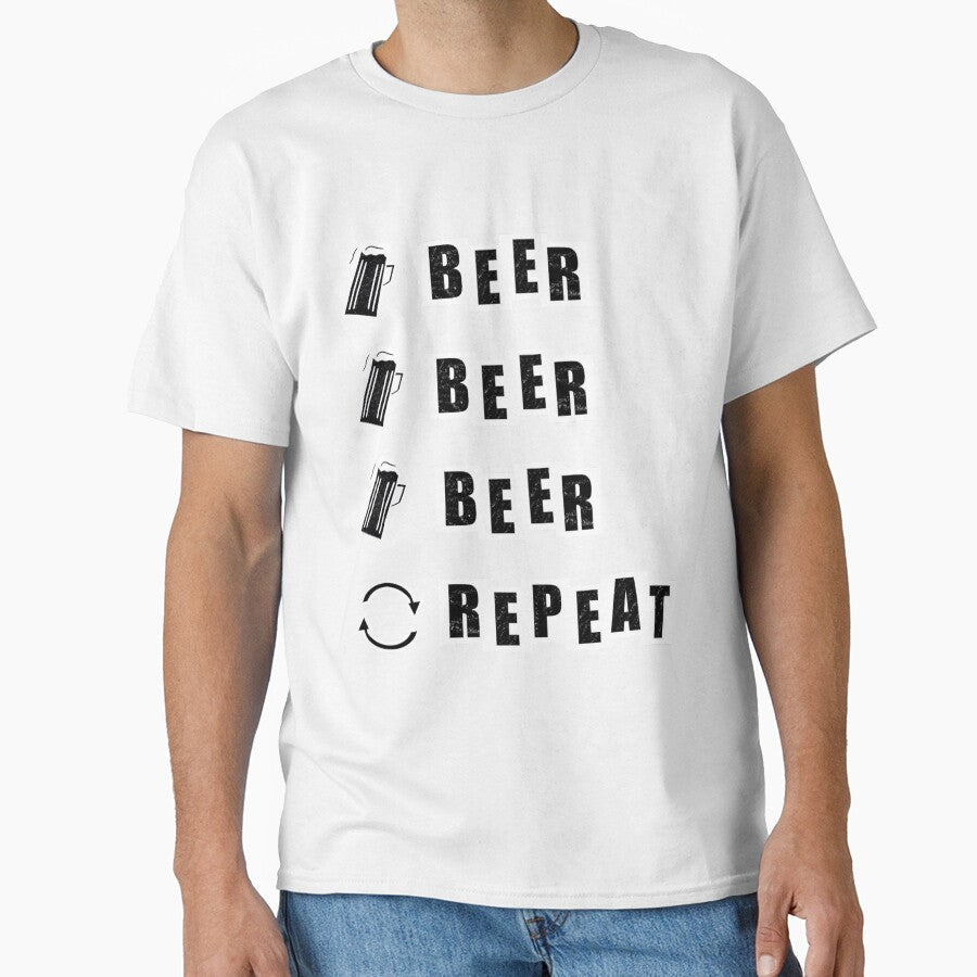 Beer, Beer, Beer, Repeat - Black by BusyMonkeys Unisex T-shirt, Sweatshirt, Hoodie, Long Sleeve Tee - T-Shirt, Sweatshirt, Hoodie