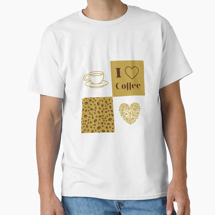 I love Coffee Grid Pattern by trendingatees Unisex T-shirt, Sweatshirt, Hoodie, Long Sleeve Tee - T-Shirt, Sweatshirt, Hoodie