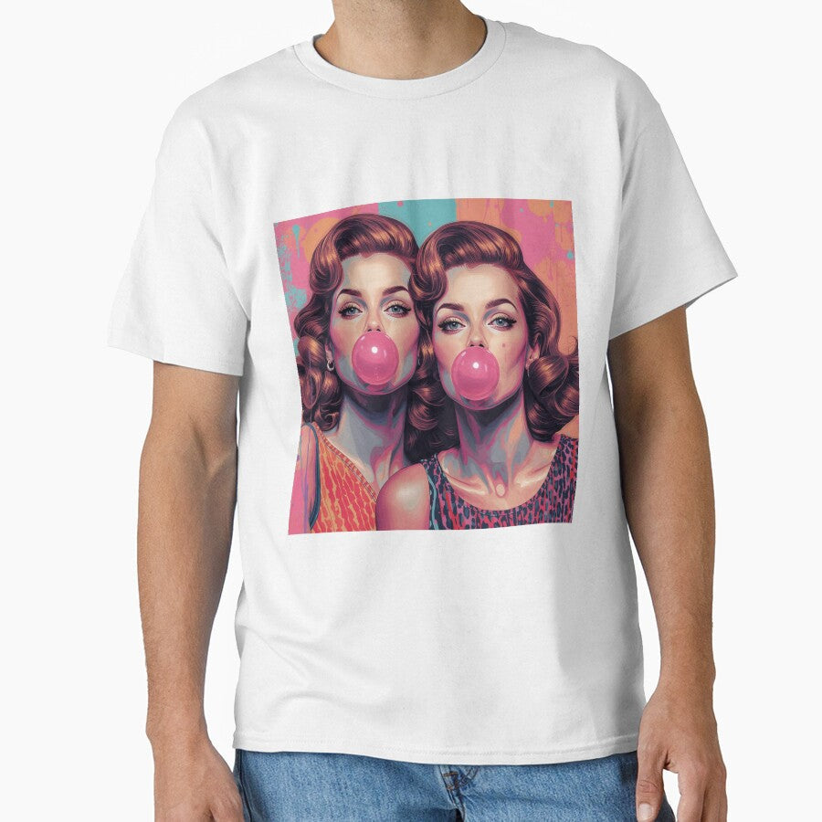 Pop art women with bubble gum by Anisha  Vaz Unisex T-shirt, Sweatshirt, Hoodie, Long Sleeve Tee - T-Shirt, Sweatshirt, Hoodie