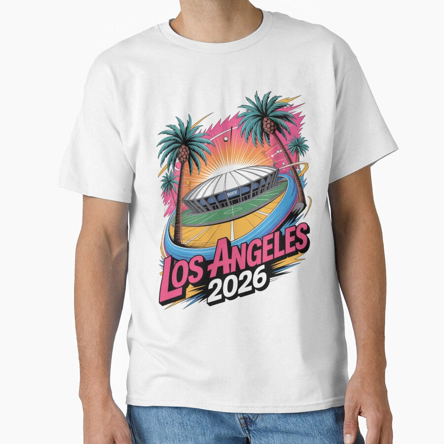 Los Angeles 2026 Palm Tree Sunset T-Shirt V17 by DarylWelsh2024 Unisex T-shirt, Sweatshirt, Hoodie, Long Sleeve Tee - T-Shirt, Sweatshirt, Hoodie