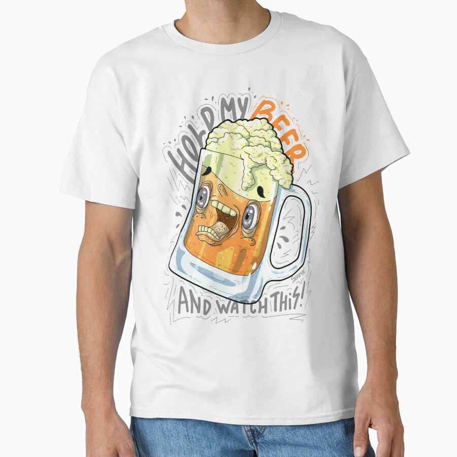 Hold my beer and watch this funny beer lover vector graphic by SPIRIMAL Unisex T-shirt, Sweatshirt, Hoodie, Long Sleeve Tee - T-Shirt, Sweatshirt, Hoodie