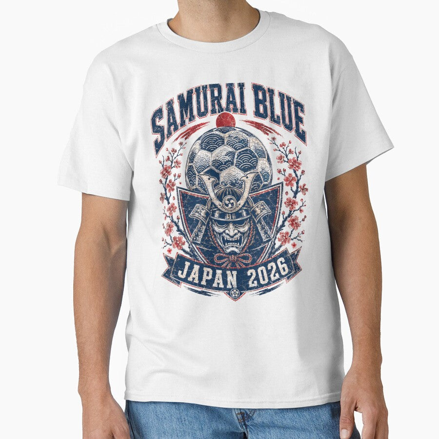 Samurai Blue Japan 2026 World Cup Soccer T-Shirt by KickoffStudio Unisex T-shirt, Sweatshirt, Hoodie, Long Sleeve Tee - T-Shirt, Sweatshirt, Hoodie