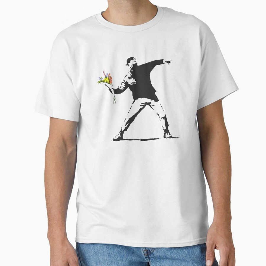 Love Is In The Air (Flower Thrower) - Banksy Graffiti by portokalis Unisex T-shirt, Sweatshirt, Hoodie, Long Sleeve Tee - T-Shirt, Sweatshirt, Hoodie