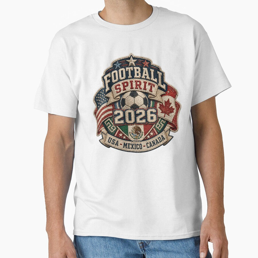 Football 2026 USA Mexico Canada Soccer Championship Fan Art by emaga Unisex T-shirt, Sweatshirt, Hoodie, Long Sleeve Tee - T-Shirt, Sweatshirt, Hoodie