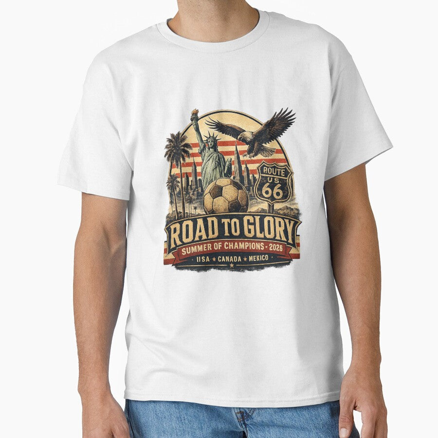 Road To Glory 2026 Vintage Soccer Tee | USA Canada Mexico Summer of Champions by Puraenergia Stickers - T-Shirt, Sweatshirt, Hoodie