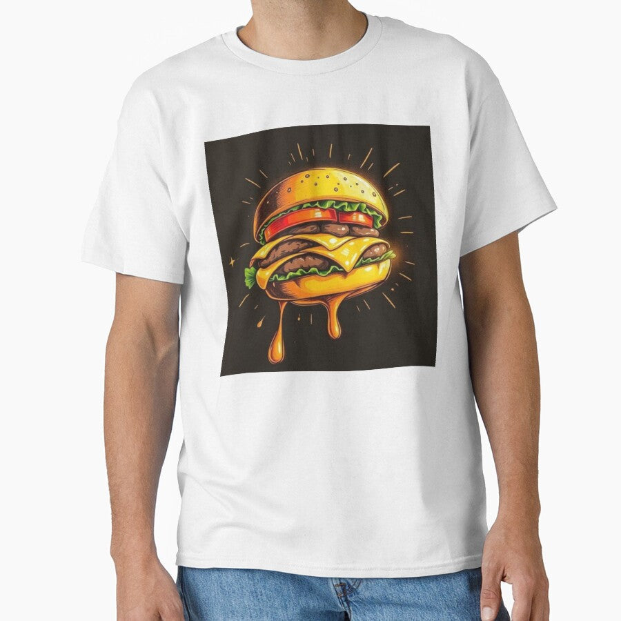 Tasty Burger  Cartoon Style Artwork by NivyasArtistry Unisex T-shirt, Sweatshirt, Hoodie, Long Sleeve Tee - T-Shirt, Sweatshirt, Hoodie