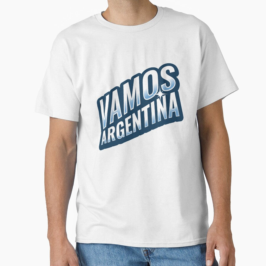 Vamos Argentina Football Fan Typography Retro World Soccer Supporter by nunkioceani Unisex T-shirt, Sweatshirt, Hoodie, Long Sleeve Tee - T-Shirt, Sweatshirt, Hoodie