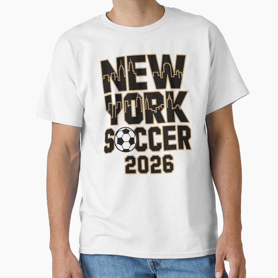 New York Soccer 2026 Skyline Silhouette by MavtM Unisex T-shirt, Sweatshirt, Hoodie, Long Sleeve Tee - T-Shirt, Sweatshirt, Hoodie