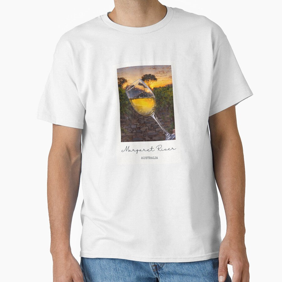 Margaret River White Wine Vineyard - Vintage Souvenir by twentytwo ART souvenir designs Unisex T-shirt, Sweatshirt, Hoodie, Long Sleeve Tee - T-Shirt, Sweatshirt, Hoodie