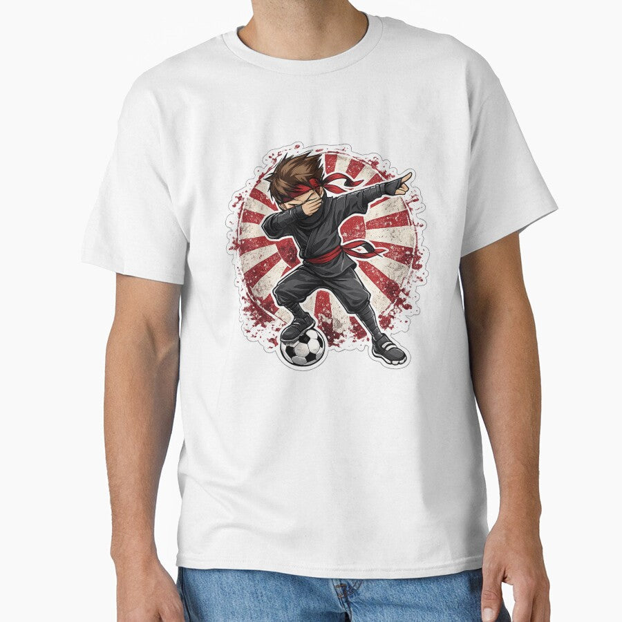 Dabbing Ninja Soccer Vintage Japan Flag by QuiteOrbit Unisex T-shirt, Sweatshirt, Hoodie, Long Sleeve Tee - T-Shirt, Sweatshirt, Hoodie