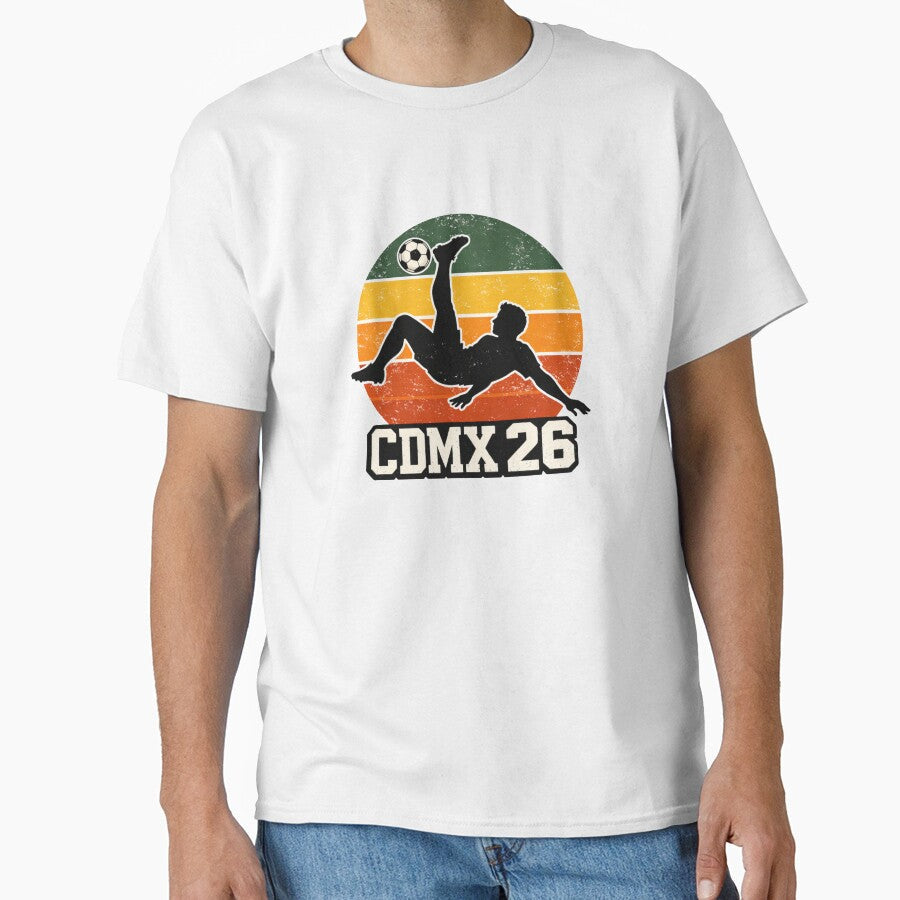 CDMX '26 Retro Soccer Silhouette - Vintage Mexico City Football Fan Art by Final Whistle Art - T-Shirt, Sweatshirt, Hoodie