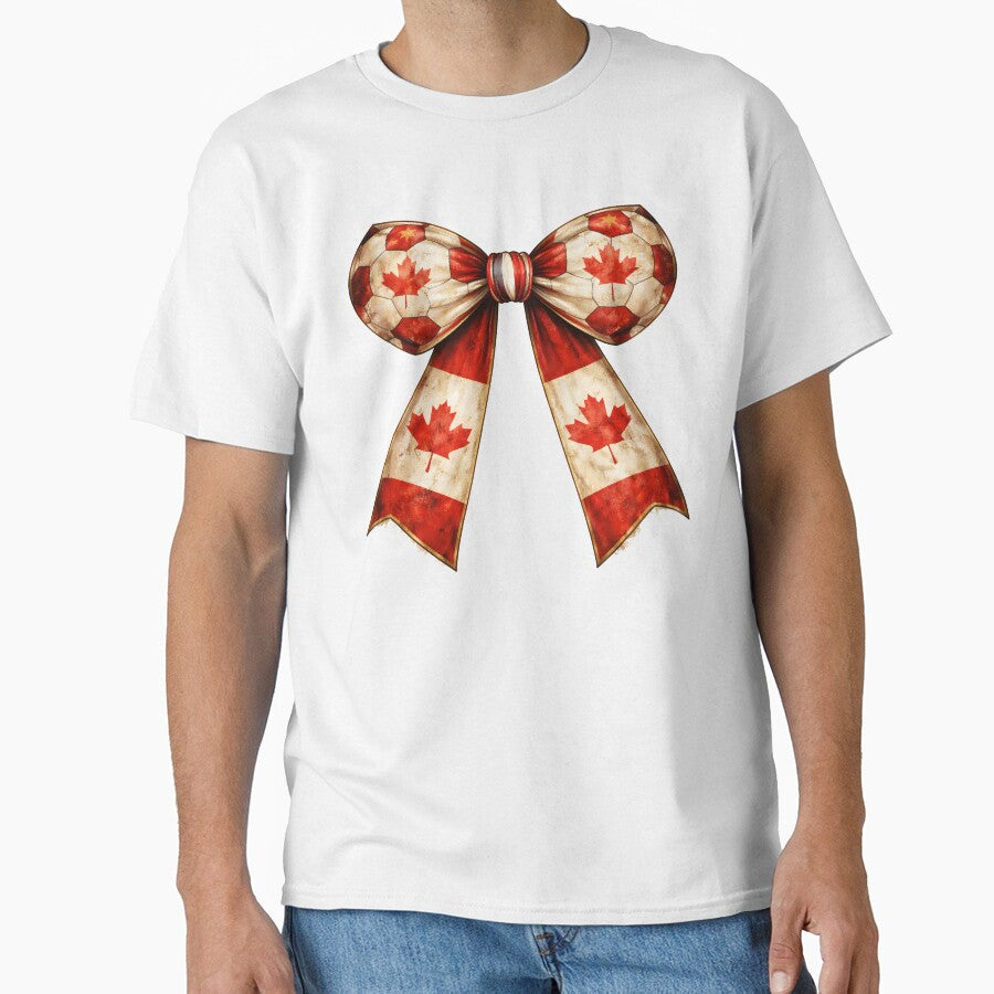 Canada Patriotic Coquette Flag Soccer Bow Football Fan by MuniraWearify Unisex T-shirt, Sweatshirt, Hoodie, Long Sleeve Tee - T-Shirt, Sweatshirt, Hoodie