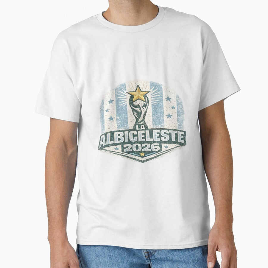La Albiceleste 2026 Vintage Retro Football Champion T-Shirt by ArthUpscale Unisex T-shirt, Sweatshirt, Hoodie, Long Sleeve Tee - T-Shirt, Sweatshirt, Hoodie