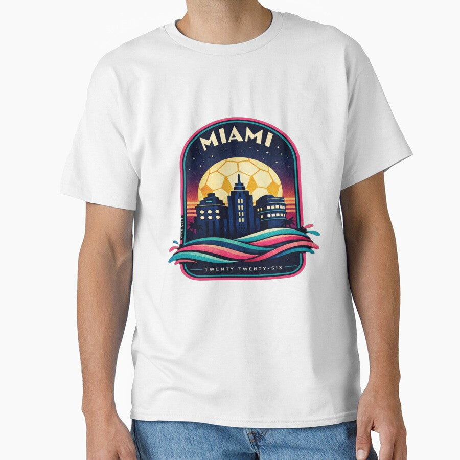 Copy of Miami Vice 2026 - Art Deco Soccer Sunset T-Shirt by RDcollections Unisex T-shirt, Sweatshirt, Hoodie, Long Sleeve Tee - T-Shirt, Sweatshirt, Hoodie