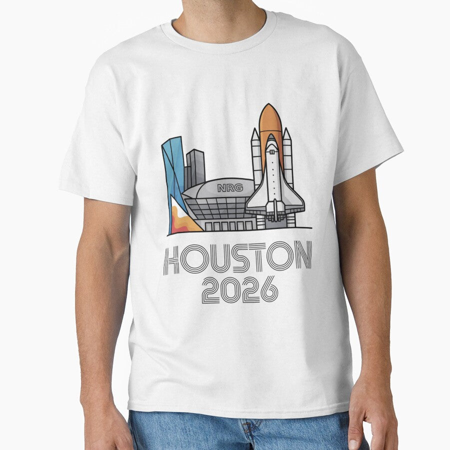 Houston 2026 Space Shuttle Football T-Shirt V10 by DarylWelsh2024 Unisex T-shirt, Sweatshirt, Hoodie, Long Sleeve Tee - T-Shirt, Sweatshirt, Hoodie