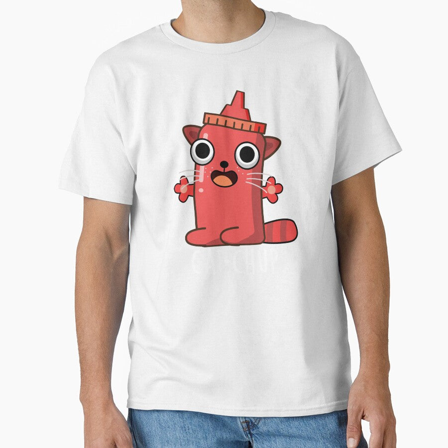 Cat-chup Funny Ketchup Pun (Dark BG) by punnybone Unisex T-shirt, Sweatshirt, Hoodie, Long Sleeve Tee - T-Shirt, Sweatshirt, Hoodie