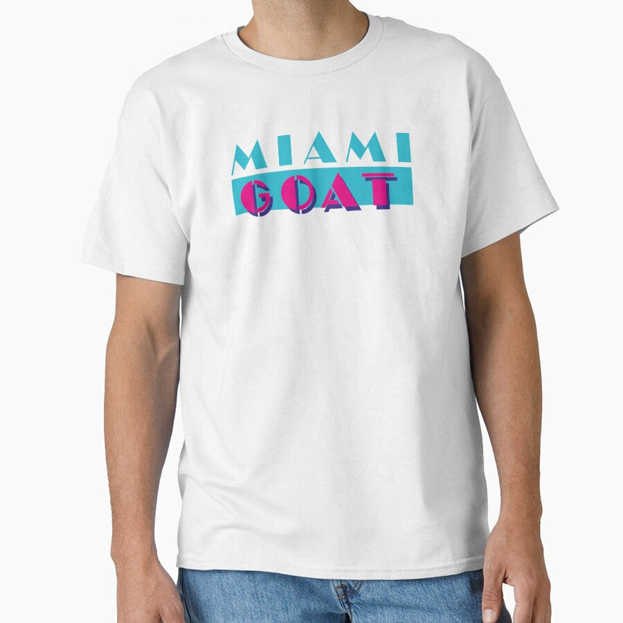 MIAMI GOAT (Miami Vice style retro logo) (The goat is in Miami!) by frikybomb Unisex T-shirt, Sweatshirt, Hoodie, Long Sleeve Tee - T-Shirt, Sweatshirt, Hoodie