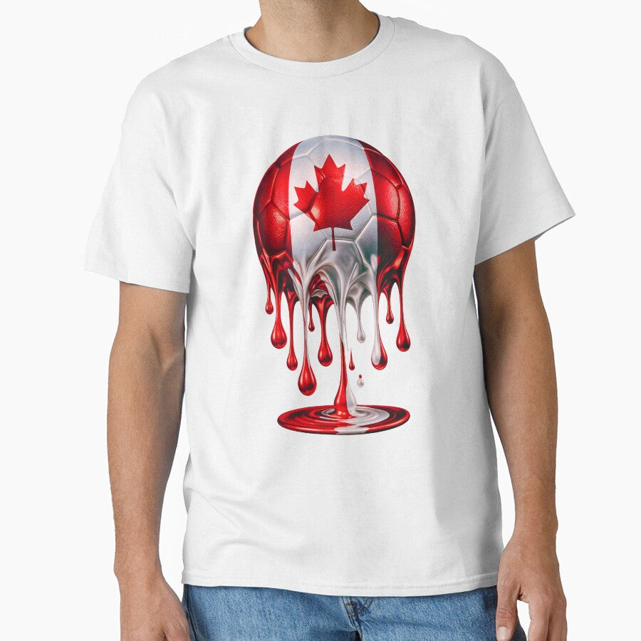 Canada Soccer Ball Drip Melting Canadian Flag by FunToTheFullest Unisex T-shirt, Sweatshirt, Hoodie, Long Sleeve Tee - T-Shirt, Sweatshirt, Hoodie