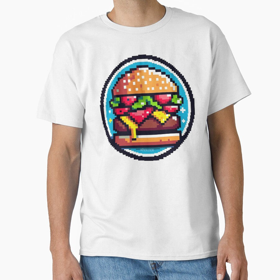 Pixel Burger Art by PickledjoArt Unisex T-shirt, Sweatshirt, Hoodie, Long Sleeve Tee - T-Shirt, Sweatshirt, Hoodie
