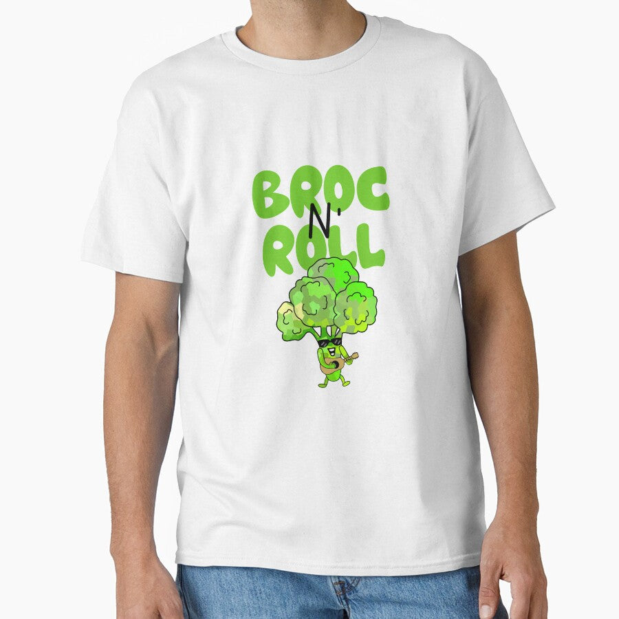 Broc And Roll Funny Broccoli Pun by Sartoris Art Unisex T-shirt, Sweatshirt, Hoodie, Long Sleeve Tee - T-Shirt, Sweatshirt, Hoodie