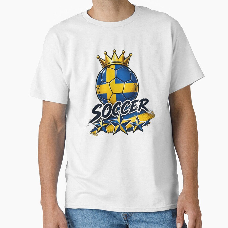 Vintage Sweden flag Crowned Soccer Ball by QuiteOrbit Unisex T-shirt, Sweatshirt, Hoodie, Long Sleeve Tee - T-Shirt, Sweatshirt, Hoodie