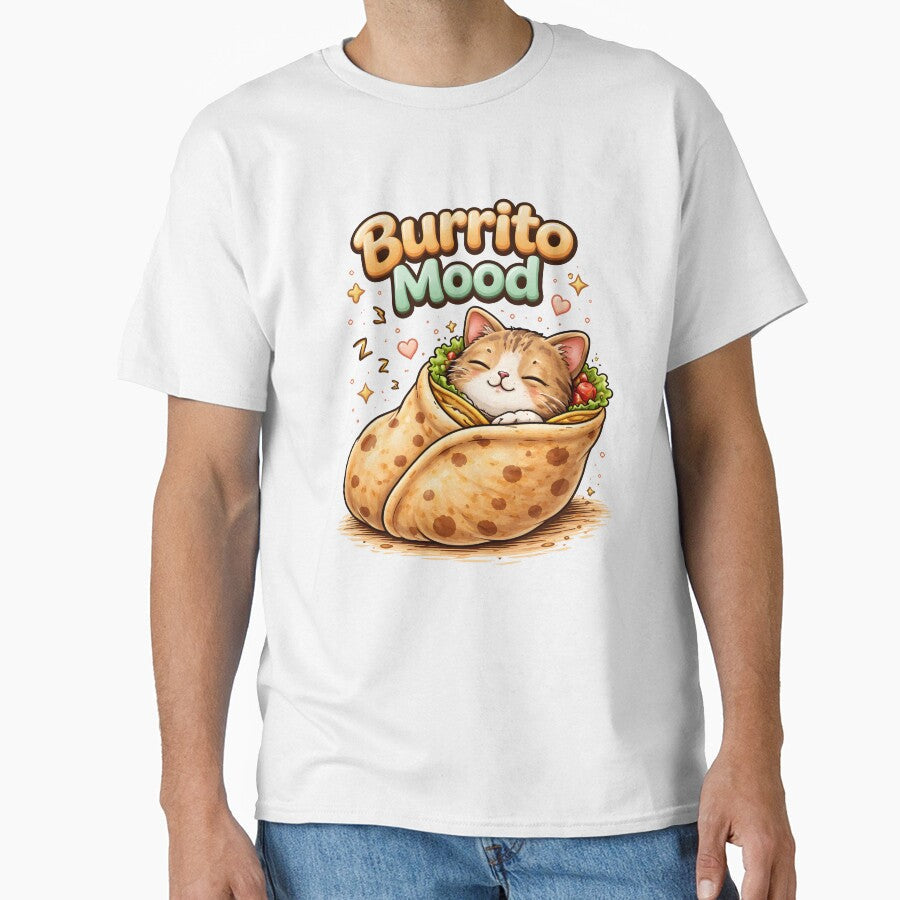 Burrito Mood Kawaii Sleeping Purrito Cat. by Mr Lee Unisex T-shirt, Sweatshirt, Hoodie, Long Sleeve Tee - T-Shirt, Sweatshirt, Hoodie