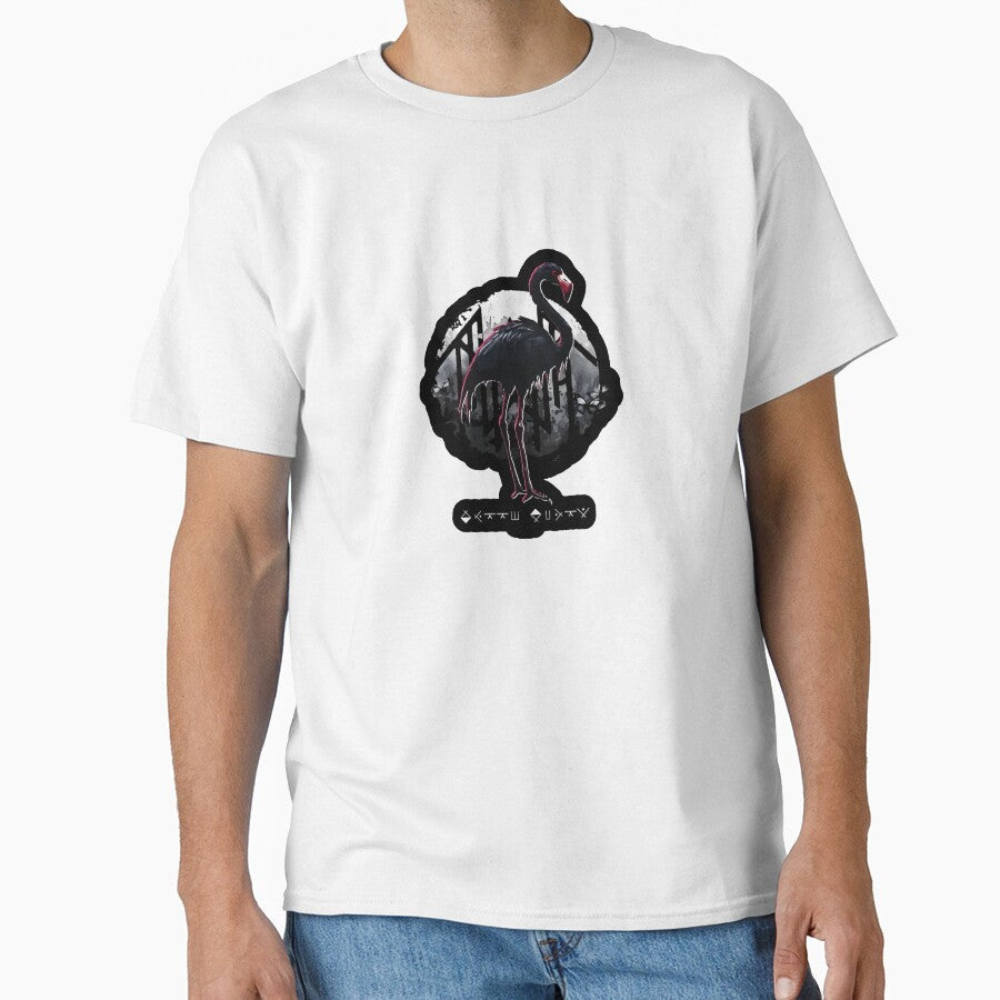 Black Flamingo Full Moon Rune Alphabet Artwork by qubikzindez Unisex T-shirt, Sweatshirt, Hoodie, Long Sleeve Tee - T-Shirt, Sweatshirt, Hoodie