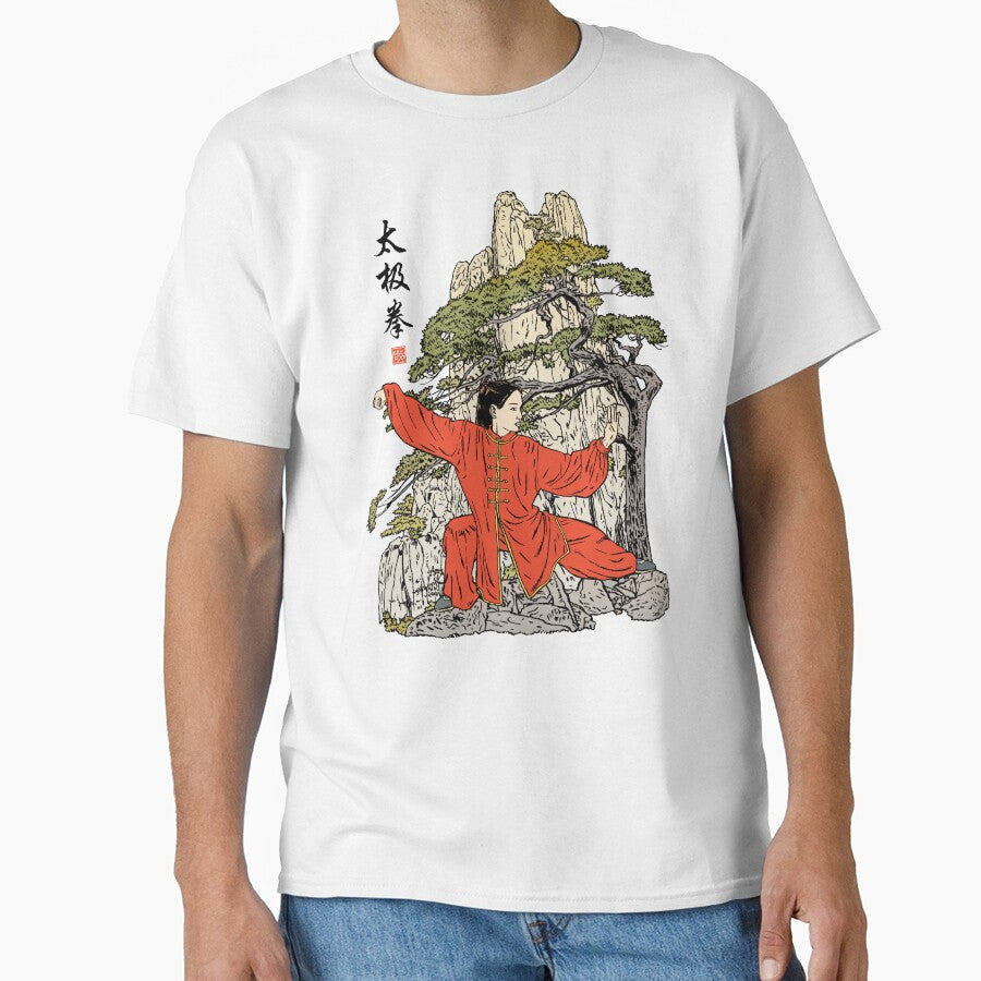 Tai Chi Warrior in the Mountains (Red) by erickoo Unisex T-shirt, Sweatshirt, Hoodie, Long Sleeve Tee - T-Shirt, Sweatshirt, Hoodie