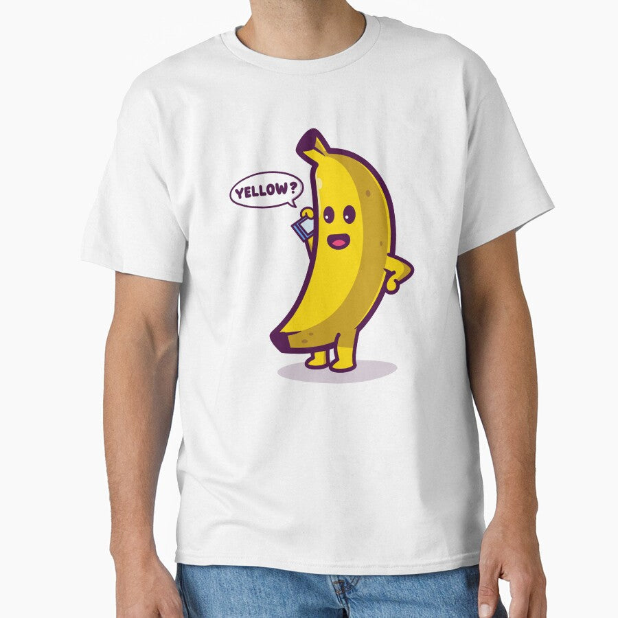 Funny yellow banana answering phone with "Yellow?" pun punny by messy-nessie Unisex T-shirt, Sweatshirt, Hoodie, Long Sleeve Tee - T-Shirt, Sweatshirt, Hoodie