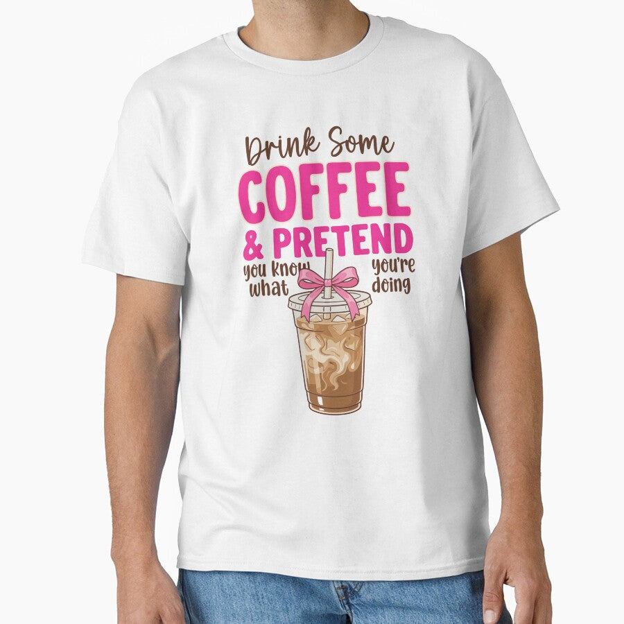 Funny Preppy Iced Coffee Pink Bow Humor by KroghDs Unisex T-shirt, Sweatshirt, Hoodie, Long Sleeve Tee - T-Shirt, Sweatshirt, Hoodie