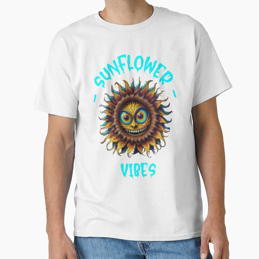 Creepy Sunflower Face "Sunflower Vibes" by EmeraldCauldren Unisex T-shirt, Sweatshirt, Hoodie, Long Sleeve Tee - T-Shirt, Sweatshirt, Hoodie