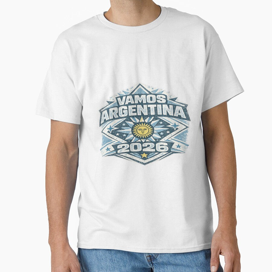 Vamos Argentina 2026 Vintage Football Fan Retro T-Shirt by ArthUpscale Unisex T-shirt, Sweatshirt, Hoodie, Long Sleeve Tee - T-Shirt, Sweatshirt, Hoodie
