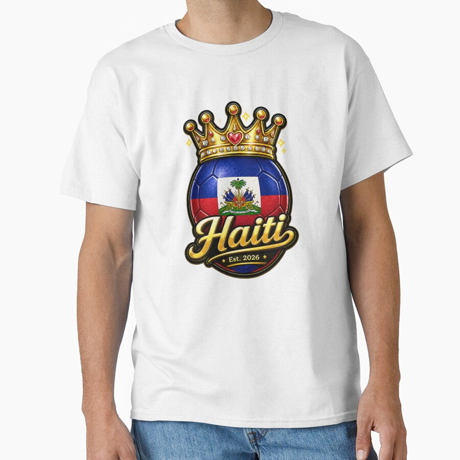 Haiti flag Crowned Soccer Ball by QuiteOrbit Unisex T-shirt, Sweatshirt, Hoodie, Long Sleeve Tee - T-Shirt, Sweatshirt, Hoodie