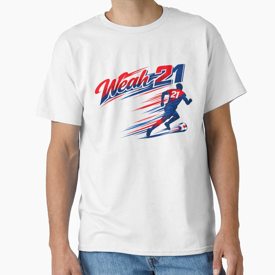 Weah 21 USA Soccer Speed Winger  Fast Football Design by OliviaHayesArt Unisex T-shirt, Sweatshirt, Hoodie, Long Sleeve Tee - T-Shirt, Sweatshirt, Hoodie
