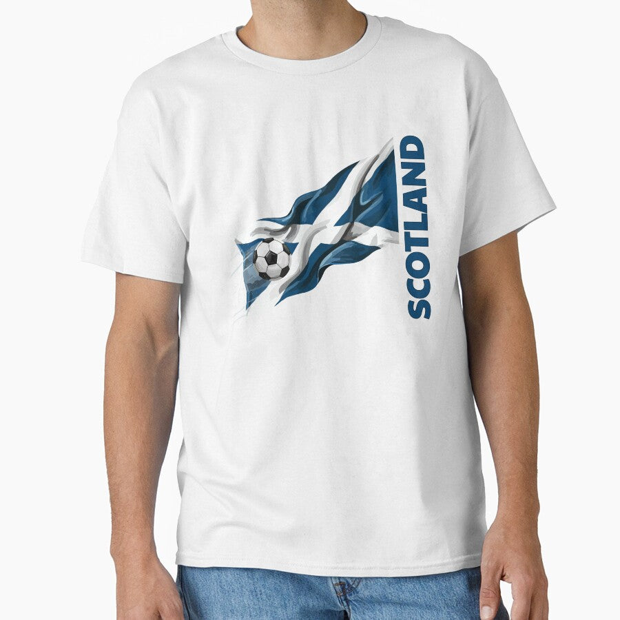 Scotland Flag and Soccer Ball by Sfumata Illustration Unisex T-shirt, Sweatshirt, Hoodie, Long Sleeve Tee - T-Shirt, Sweatshirt, Hoodie