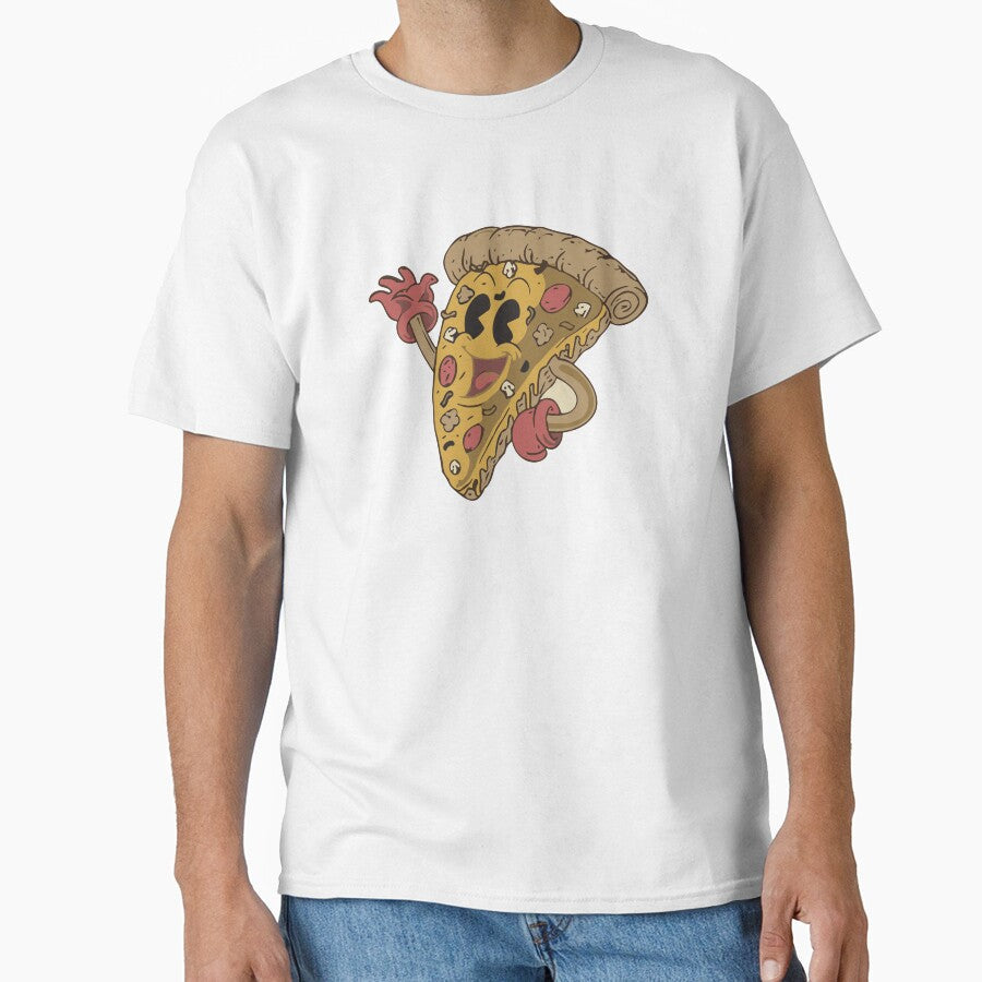 Retro Pizza Slice Mascot by The  Qash Unisex T-shirt, Sweatshirt, Hoodie, Long Sleeve Tee - T-Shirt, Sweatshirt, Hoodie