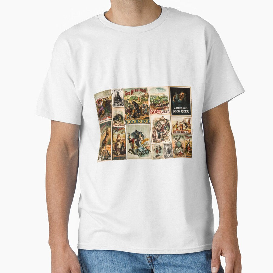 Vintage Bock Beer Posters Collage by James DeFazio Unisex T-shirt, Sweatshirt, Hoodie, Long Sleeve Tee - T-Shirt, Sweatshirt, Hoodie