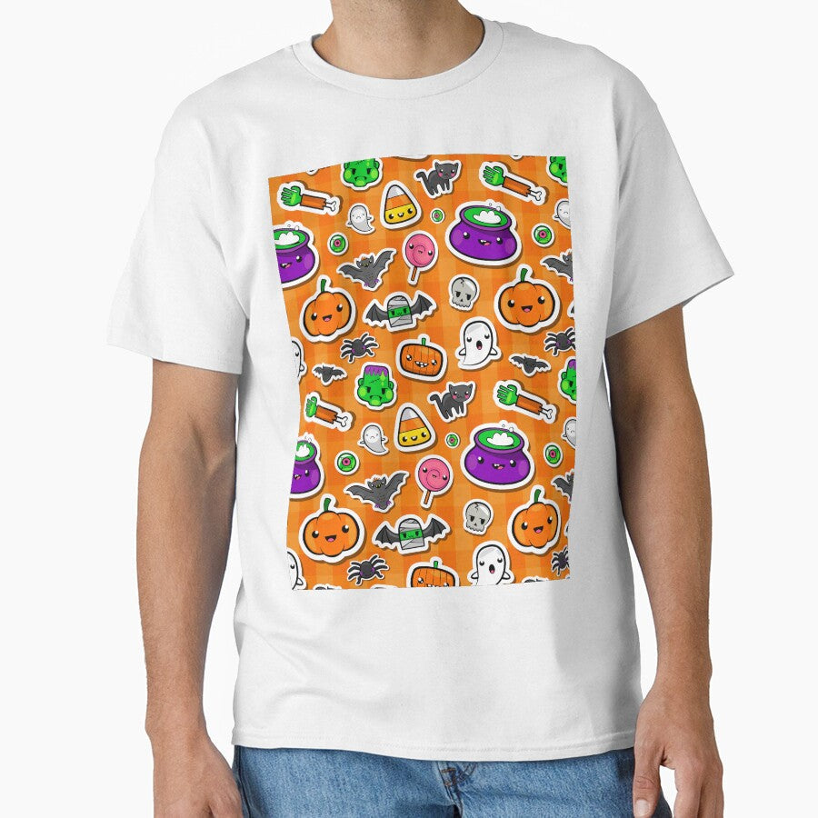Cute Kawaii Halloween Pattern by TamGustam Unisex T-shirt, Sweatshirt, Hoodie, Long Sleeve Tee - T-Shirt, Sweatshirt, Hoodie