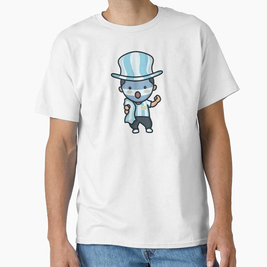 Kawaii Cute Argentina Football Fan Cartoon by TwoTenDesign Unisex T-shirt, Sweatshirt, Hoodie, Long Sleeve Tee - T-Shirt, Sweatshirt, Hoodie
