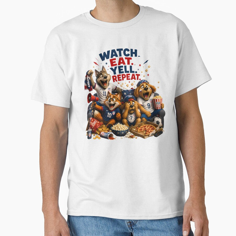 USA Soccer Watch Party Shirt | Watch Eat Yell Repeat Tee by WabiSabiSjak Unisex T-shirt, Sweatshirt, Hoodie, Long Sleeve Tee - T-Shirt, Sweatshirt, Hoodie