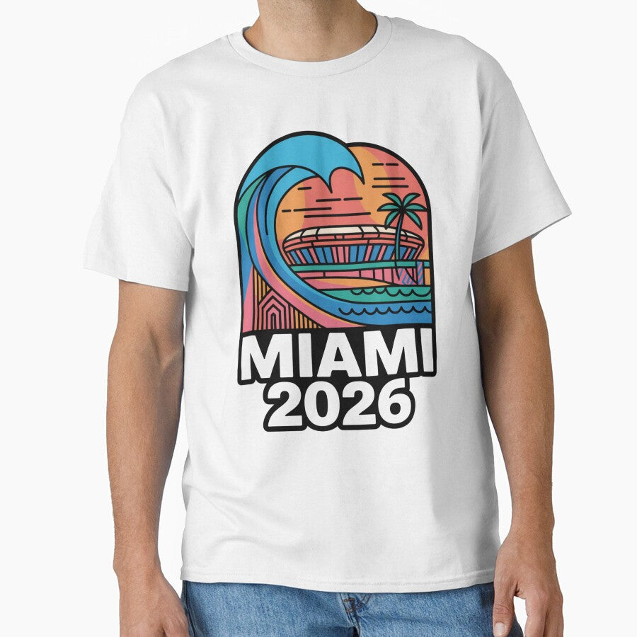 Miami 2026 Ocean Wave Football T-Shirt V19 by DarylWelsh2024 Unisex T-shirt, Sweatshirt, Hoodie, Long Sleeve Tee - T-Shirt, Sweatshirt, Hoodie