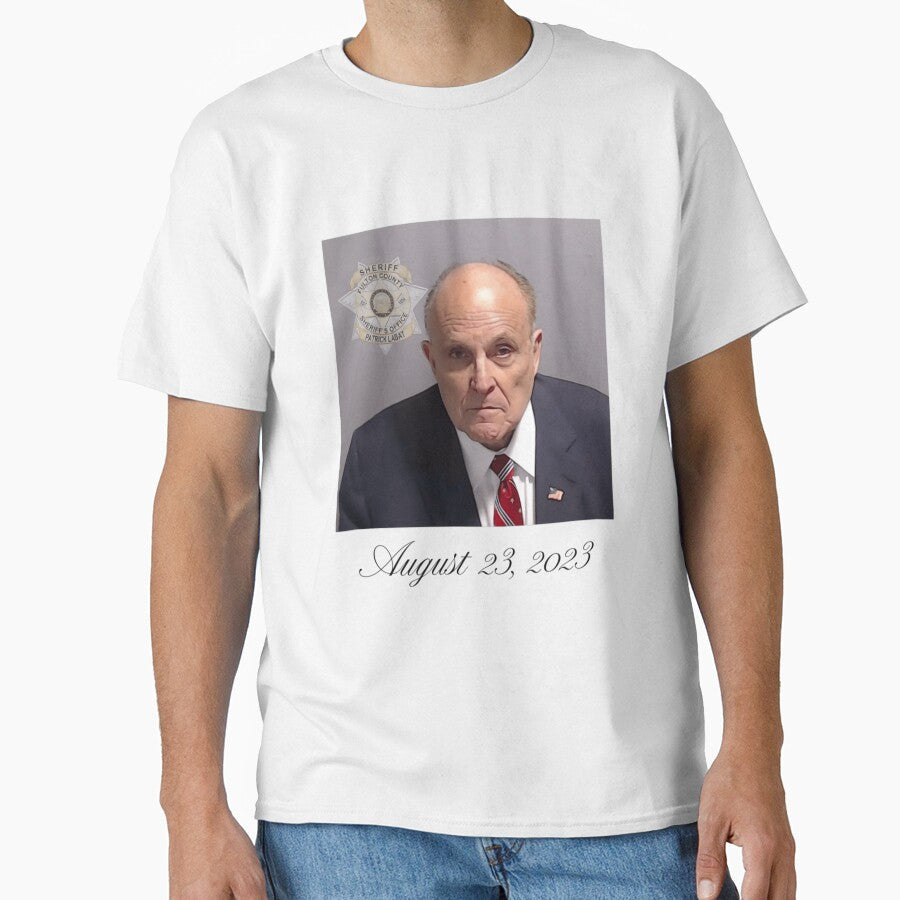 Rudy Giuliani's Mugshot by YungMcIlwain Unisex T-shirt, Sweatshirt, Hoodie, Long Sleeve Tee - T-Shirt, Sweatshirt, Hoodie