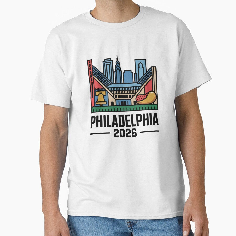 Philadelphia 2026 Liberty Bell Stadium Cheesesteak T-Shirt V22 by DarylWelsh2024 Unisex T-shirt, Sweatshirt, Hoodie, Long Sleeve Tee - T-Shirt, Sweatshirt, Hoodie