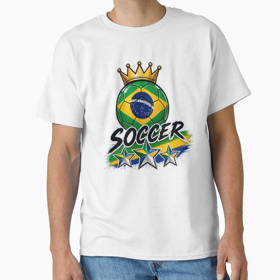 Vintage Brasil flag Crowned Soccer Ball by QuiteOrbit Unisex T-shirt, Sweatshirt, Hoodie, Long Sleeve Tee - T-Shirt, Sweatshirt, Hoodie