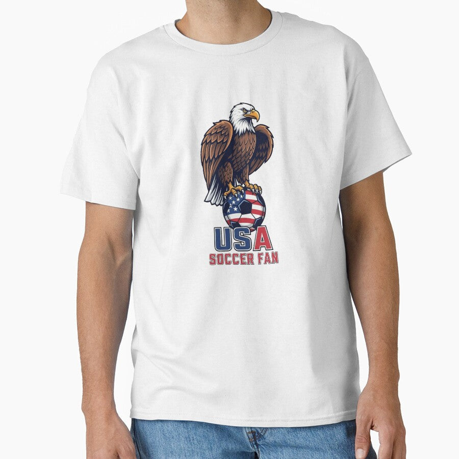 USA Soccer Fan Bald Eagle | American Soccer Pride by Mido-artister Unisex T-shirt, Sweatshirt, Hoodie, Long Sleeve Tee - T-Shirt, Sweatshirt, Hoodie